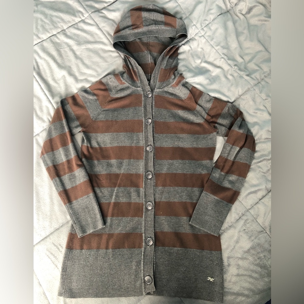 Point Zero Large Brown & Gray Cardigan